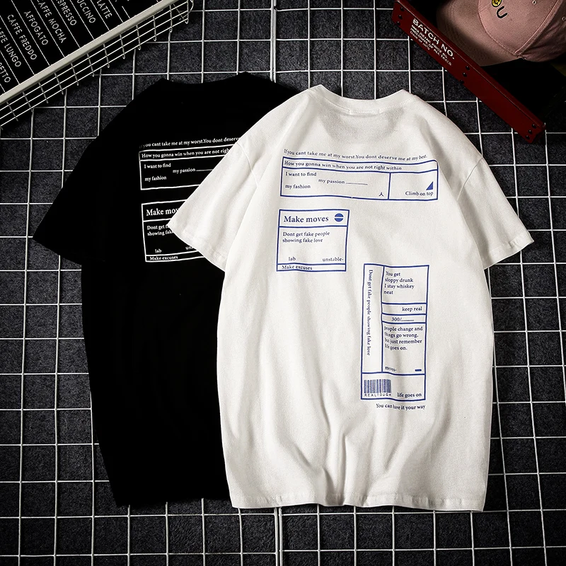 

2021 New T Shirt Mens Cotton Harajuku Small Letter Print Casual Short-Sleeve Fashion Tees Streetwear Summer Male Clothes Tops