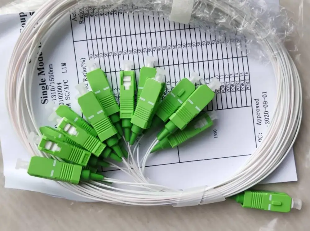 10 шт./лот 1X16 PLC SC/APC SM 0 9 мм G657A1 ПВХ 1 м FTTH волоконно-оптический сплиттер Бесплатная