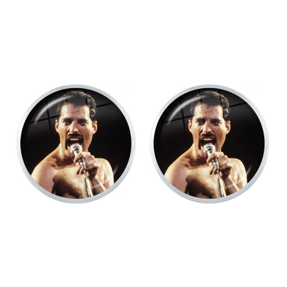 Freddie Меркурий серьги 12 мм стеклянный кабошон Симпатичные ювелирные изделия для