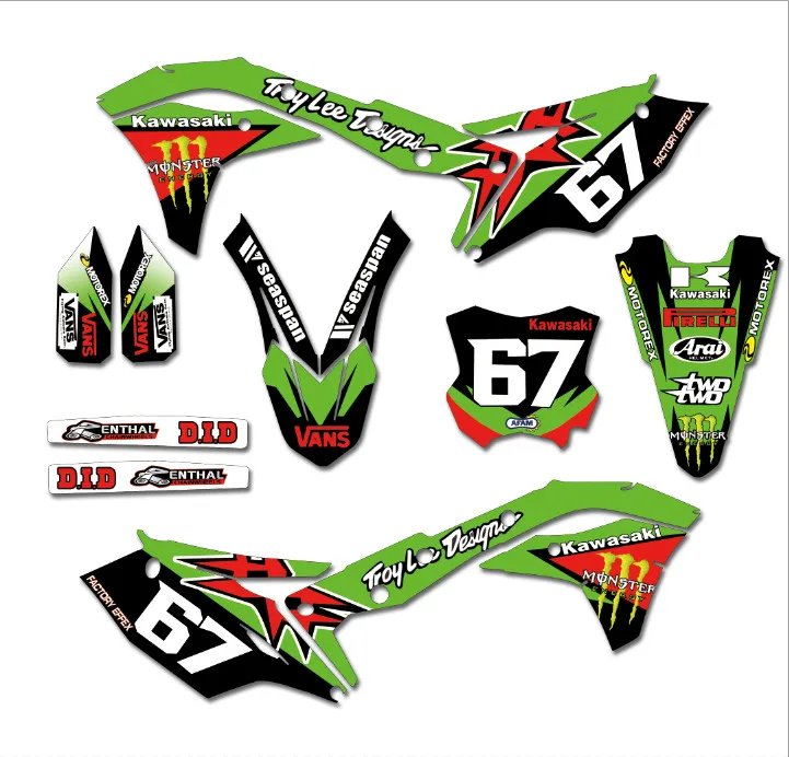 Индивидуальные мотоцикл команда графика и фоны наклейки Наборы для Kawasaki KXF250 KXF450 KXF 250 KXF 450