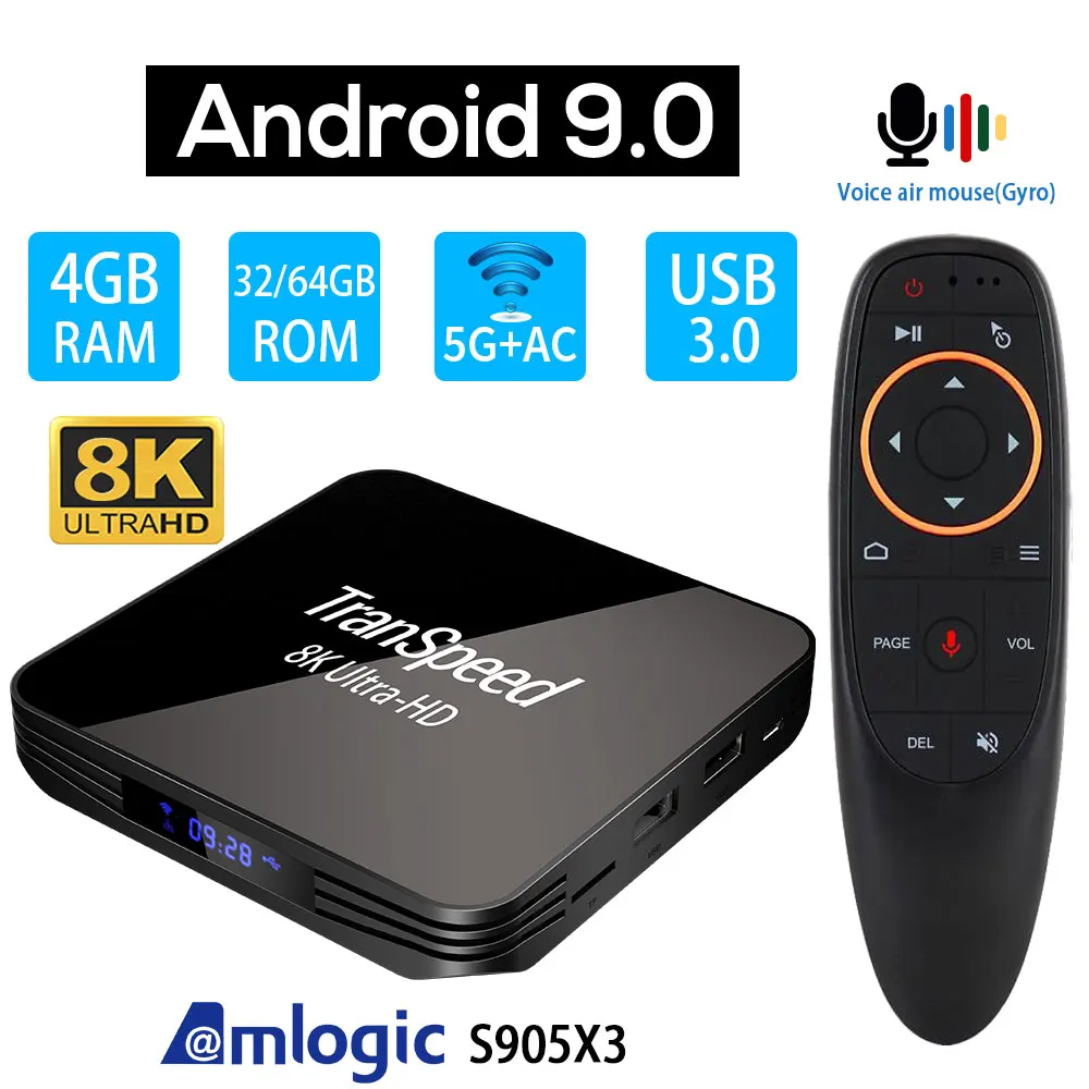 Фото IE 8K ТВ приставка Amlogic S905X3 Android 9 0 4 ГБ 32 64 Гб 4K 1080P медиаплеер 2 4G & 5G Wifi Bluetooth голосовой