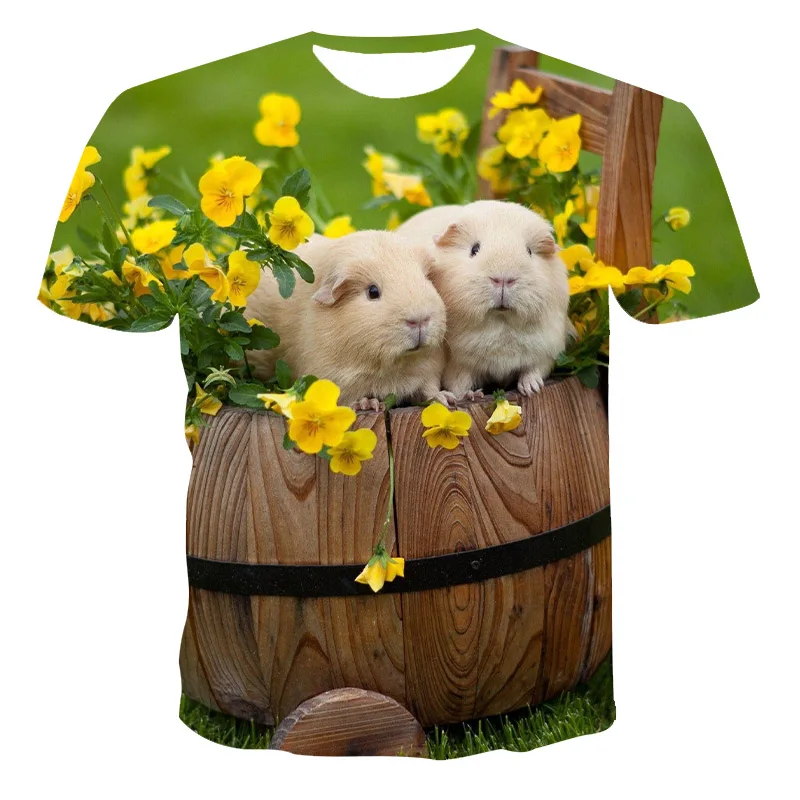 

2021 New Summer T-Shirt Unisex Short-Sleeved 3D Printing T-Shirt Animal Series Mouse Round Neck Pullover XXS-6XL Wholesale