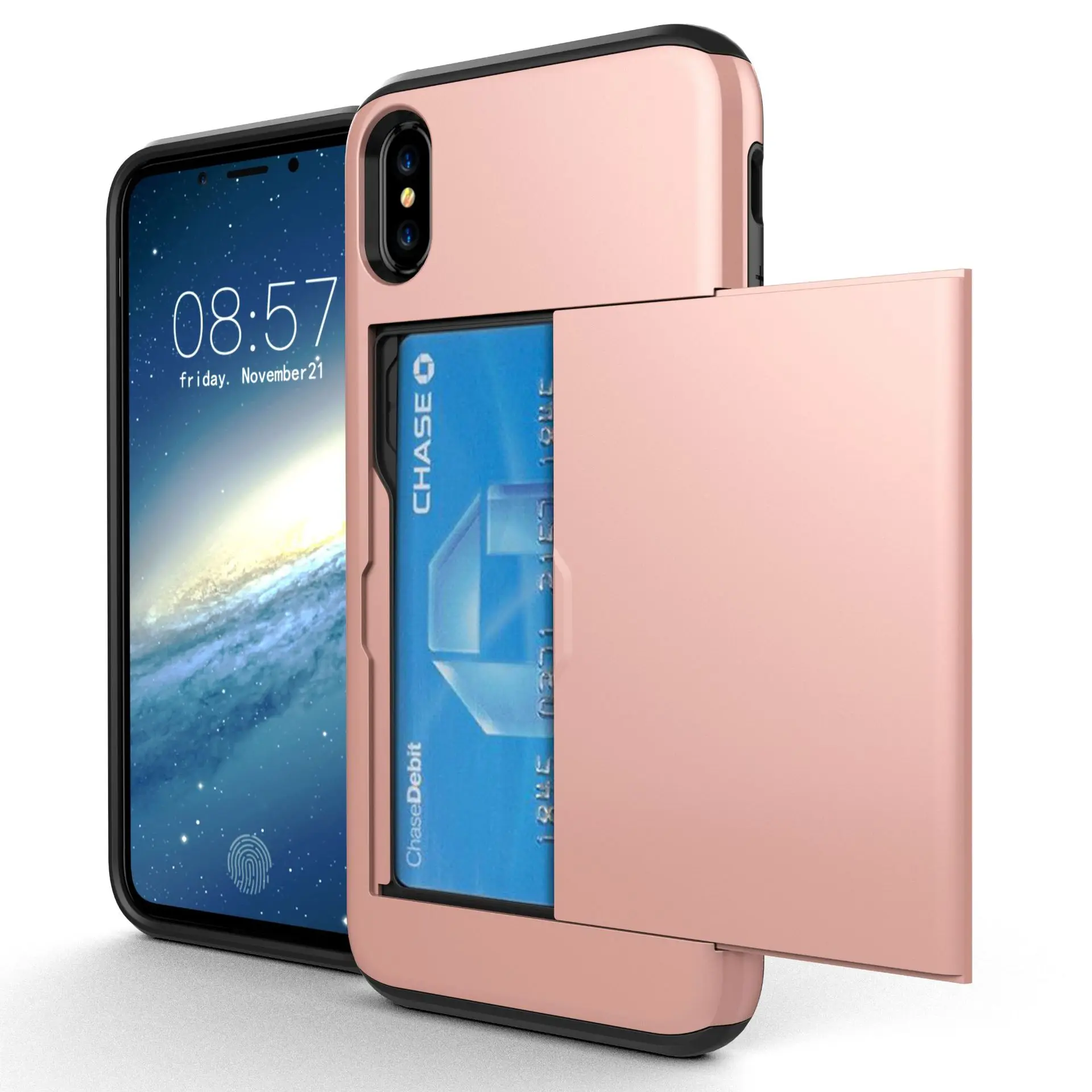 

Luxury Solid Color Card Pocket Phone Case For iPhone 11 12 13 Pro Max XR X XS MAX 7 8 Plus Classic Shockproof Back Cover Holder