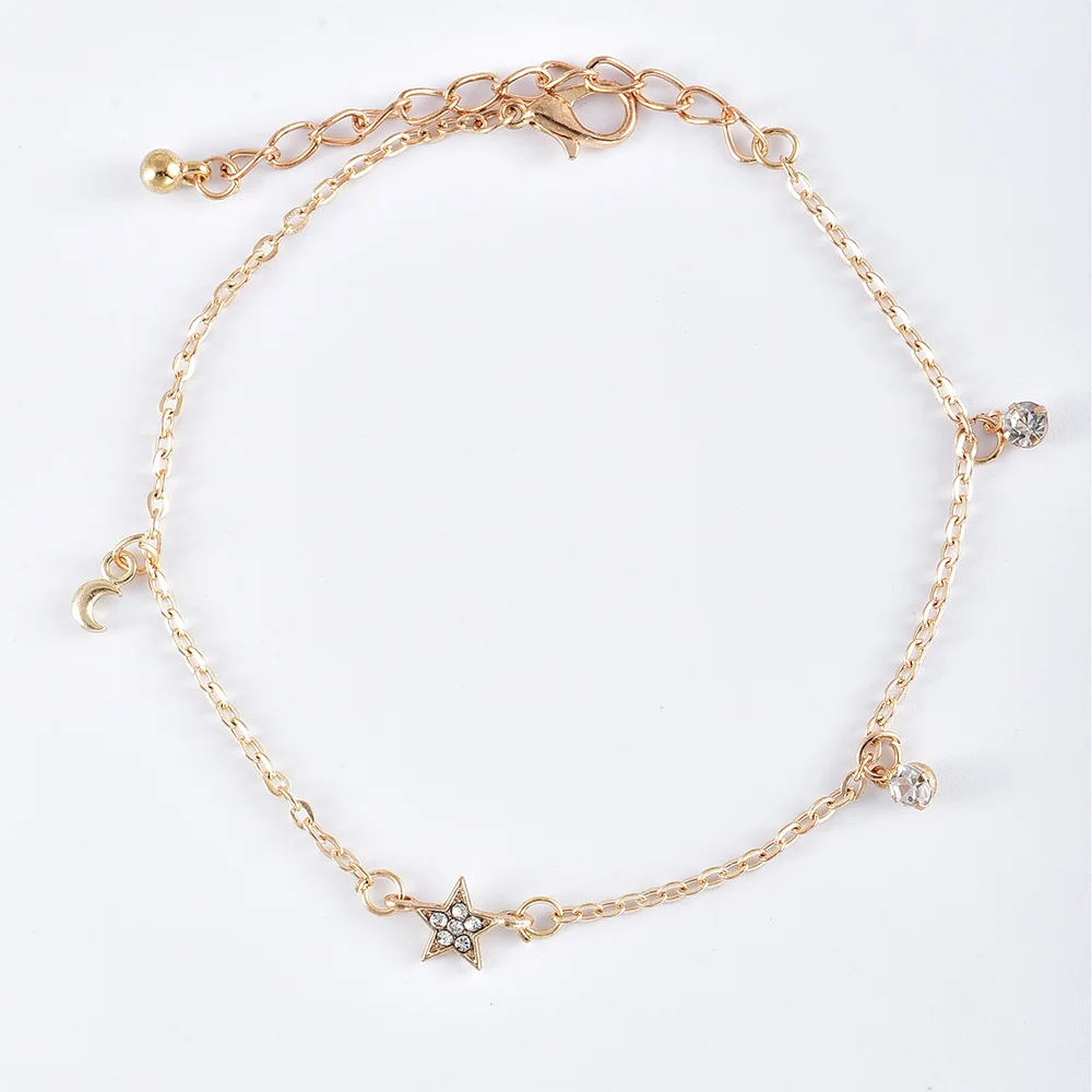 Модные женские браслеты на ногу 2 шт./компл. геометрический золотистый браслет с