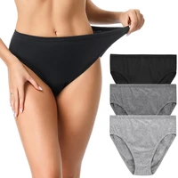 wingslove 3 in pack plus size panties for women 100 cotton comfort soft underwear ladies high cut brief panty solid panties
