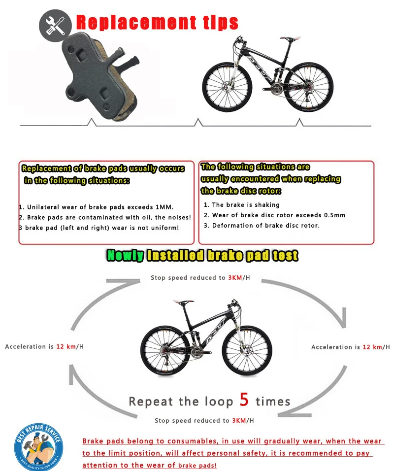 

10 Pair Semi-Metal MTB Mountain Bicycle Bike Disc Brake Pads For SRAM AVID CODE Part Accessories