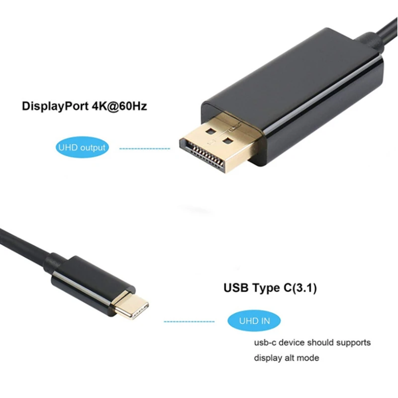 1pc Professional USB-C to DisplayPort Cable Adapter 4K 60Hz USB 3.1 Type C DP HD for Connecting Laptop Desktop | Электроника