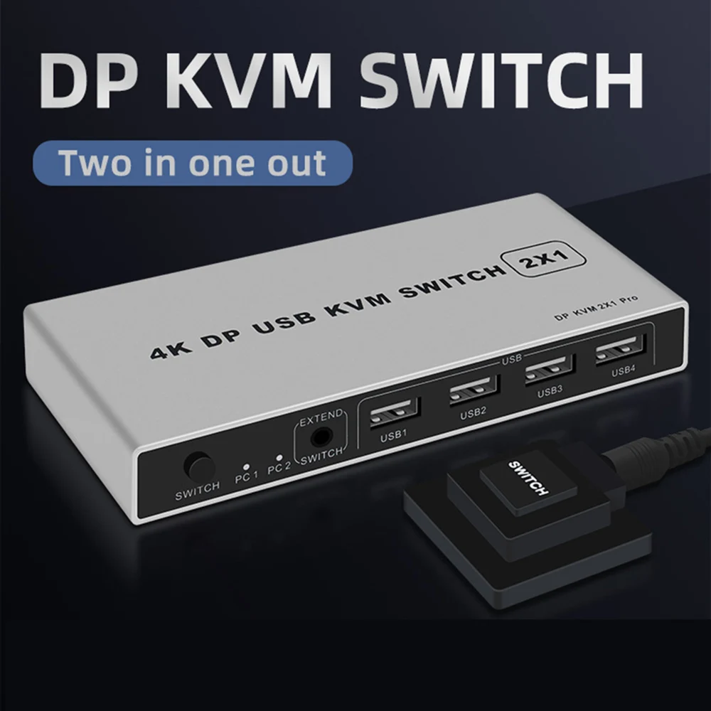 KVM консоль с двумя портами 2x1 USB порта дисплея 4K DP 1 2 коммутатор 4KX2K/60Hz 2K/144Hz порт в