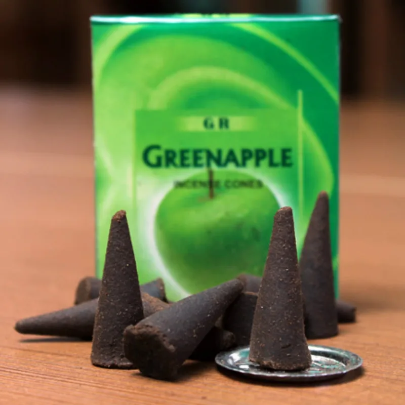 Green apple T 17 видов Индийские благовония конусы натуральная ароматерапия сандаловое дерево Лаванда Роза Жасмин Франк благовония башня благовония s - Аромат: Green apple