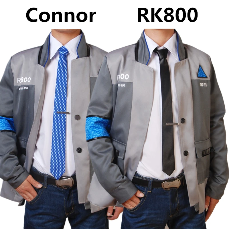 

Игра Детройт стать человеком Косплей костюмы Коннор Хэллоуин Мужская куртка белая рубашка галстук RK800 Униформа пальто костюм полный компле...