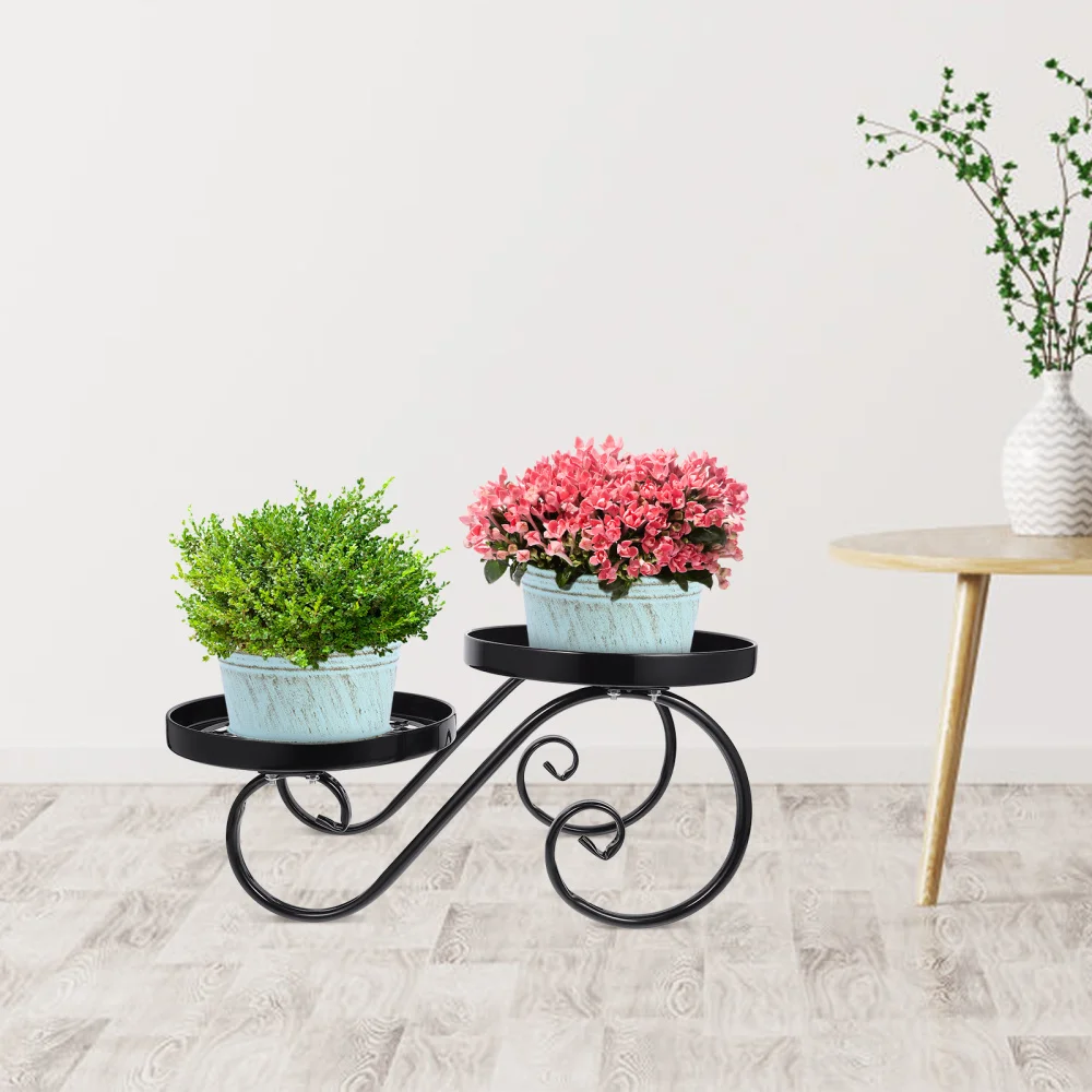 

1Pc Floor Type Flower Storage Rack European Style Wrought Iron Hlower Shelf