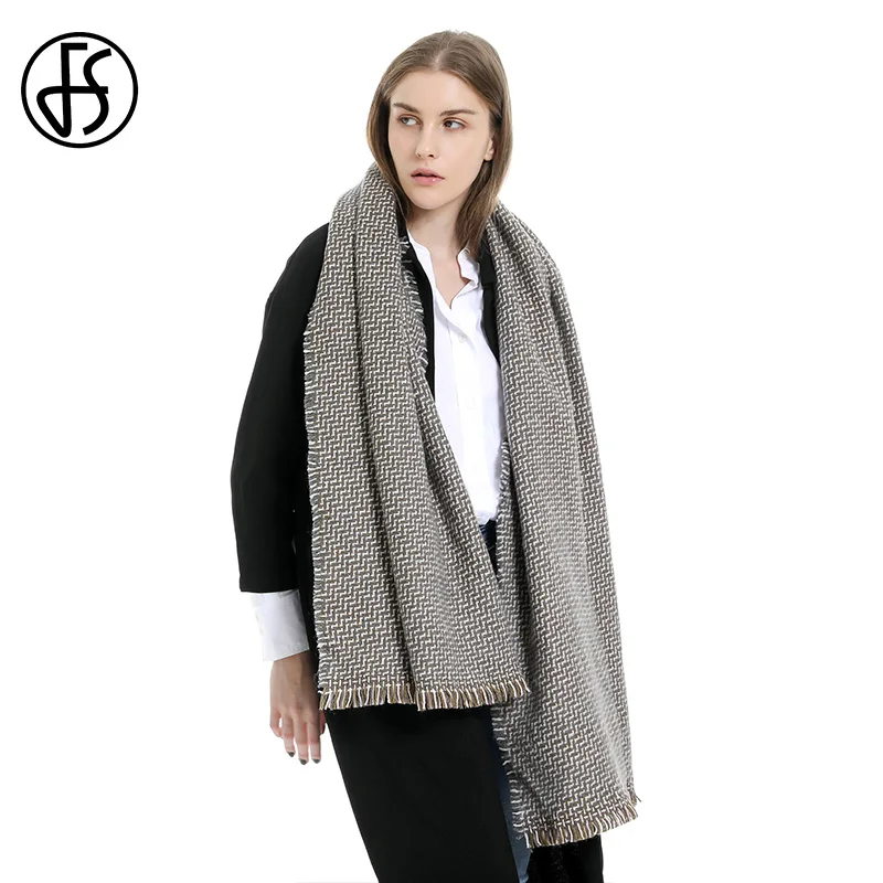 

FS Luxury Brand Women Cashmere Plaid Blanket Scarf Warm Scarves Shawls Soft Winter Accessories Foulard Femme Bufandas Pashmina