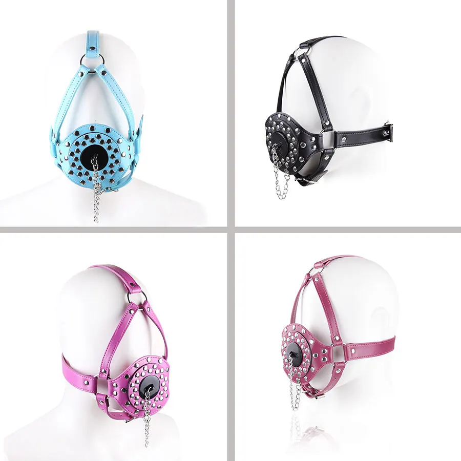 Шапка-маска из искусственной кожи с заглушкой для рта БДСМ аксессуары Для