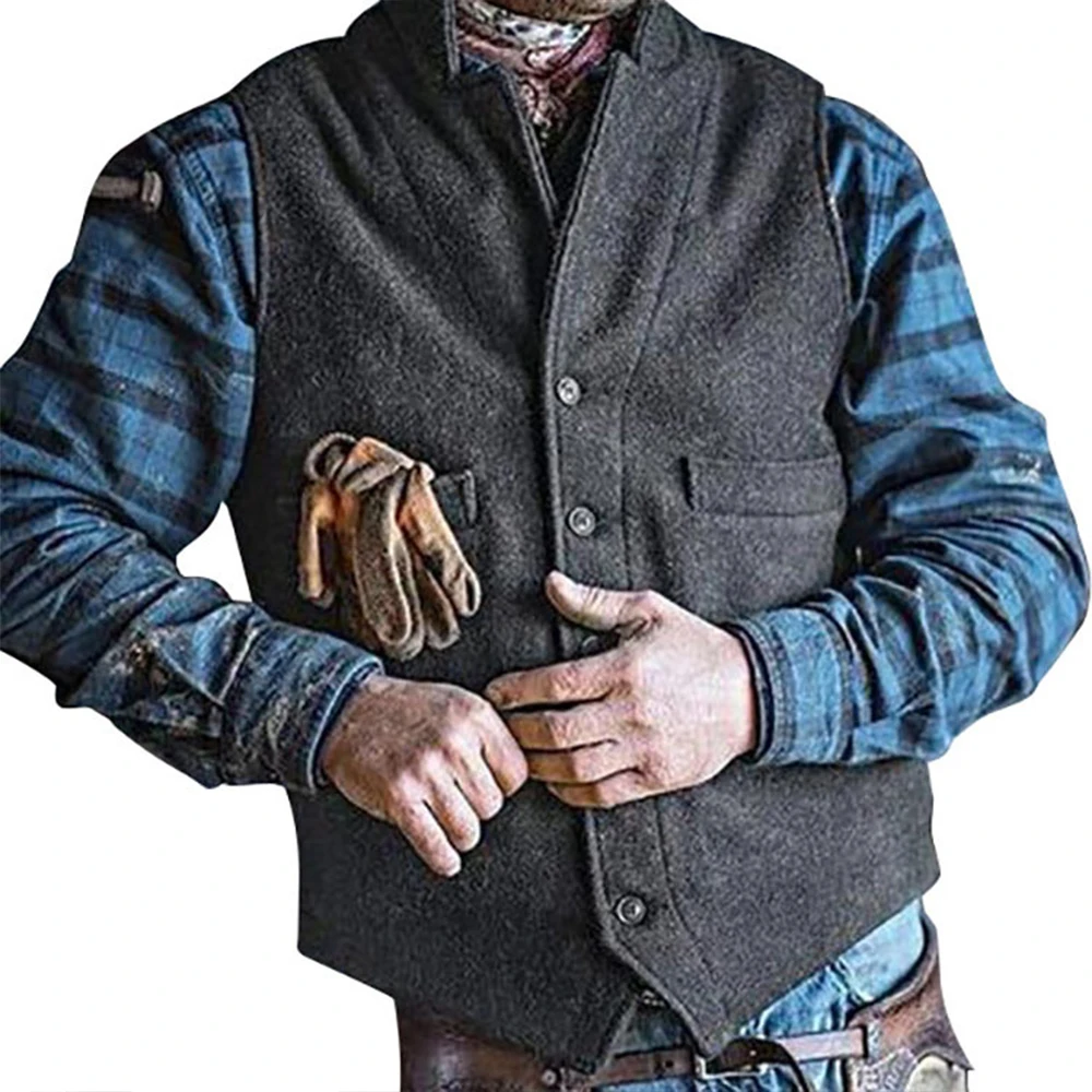 

Men Casual Waistcoat Button Down Vest Casual Formal Vest Autumn