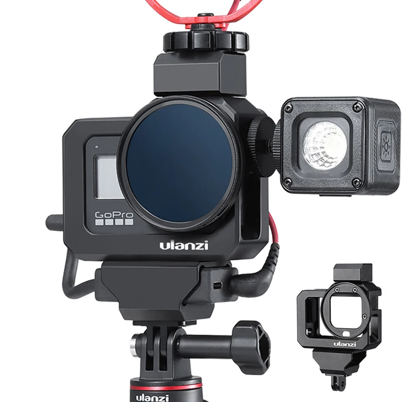 Металлическая клетка-брелок Ulanzi GoPro8 для светодиодного микрофона двойной адаптер