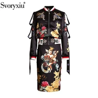 svoryxiu vintage angel flower print black skirt suit womens fashion runway autumn winter two piece set 2019 new