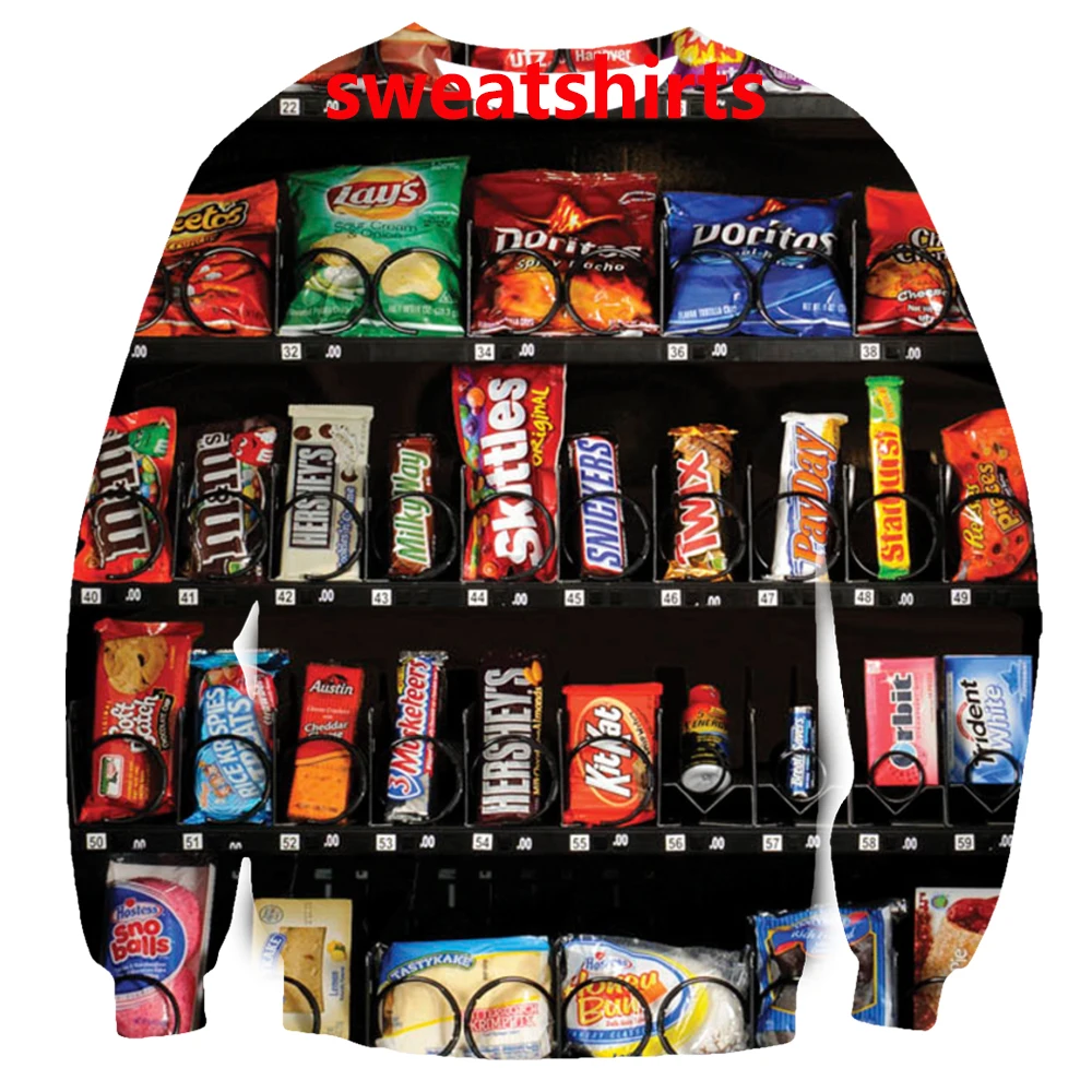 Ams торговый автомат Снэк 3d печать толстовки/футболки/свитшоты/брюки для мужчин