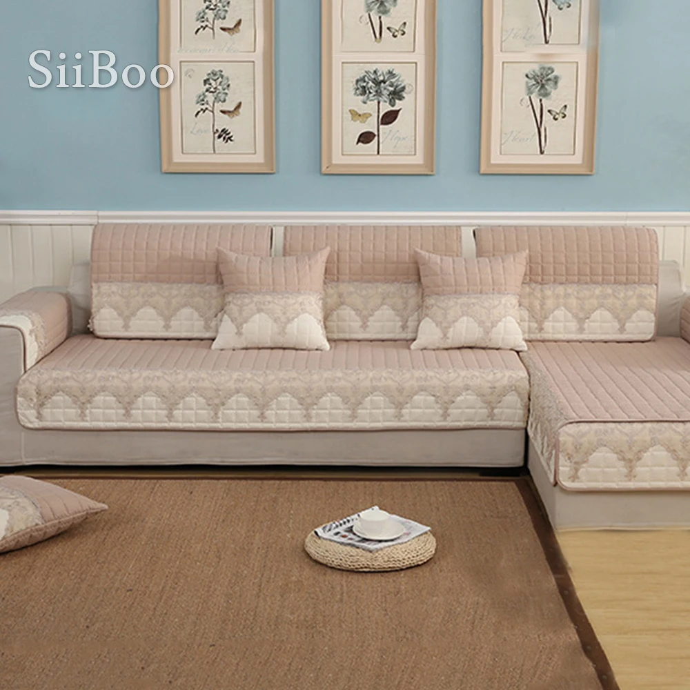 Корейский стиль серый цвета хаки кружевной сращенный стеганый чехол для дивана