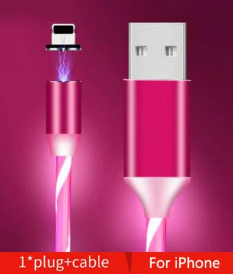 For iphone Red Автомобильный зарядный кабель светодиодный светящийся Магнитный usb-кабель для kia rio марка toyota tacoma beetle ix25 dodge challenger opel insignia mk7 - Испускаемый цвет: For iphone Red