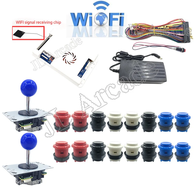 2 Player DIY Arcade Kit Pandora Game 3D 8000 in 1 WIFI add game 8 way joystick American HAPP Style Push Button for | Спорт и