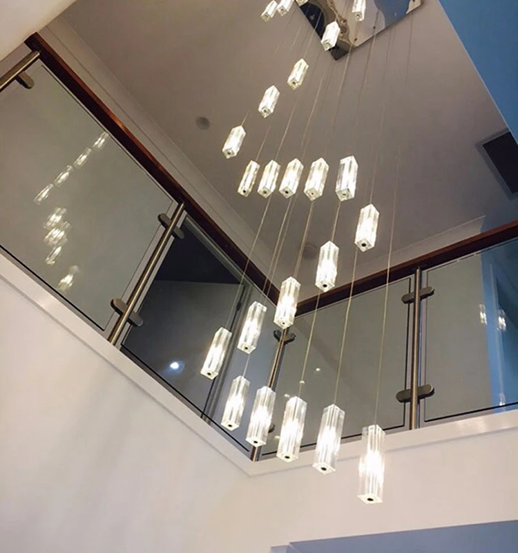売却 Ledシャンデリア照明複数階段ランプ器具リビングルームロマンチックなhanglampパーティーはしごスパイラルシャンデリアライト