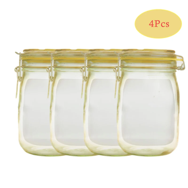 

Reusable Mason Jar Bottles Bags Nuts Candy Cookies Bag Waterproof Seal Fresh Food Storage Bag Snacks Sandwich Zip Lock Bags