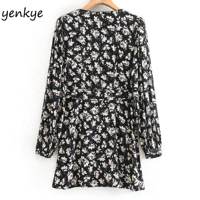 Женское винтажное платье с запахом летнее Асимметричное мини-платье длинным