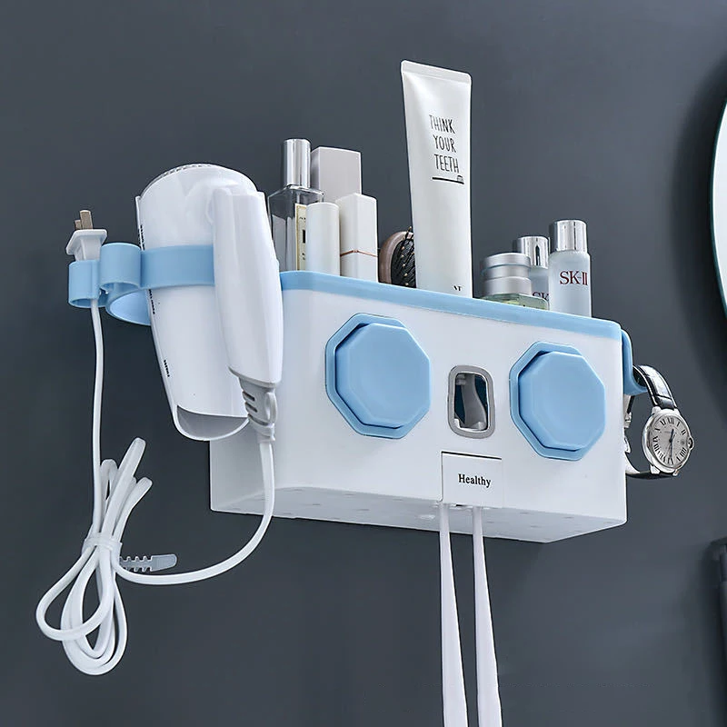 TERUP-Soporte multifuncional para cepillo de dientes, exprimidor autom&aacute;tico de pasta de dientes, organizador de ba&ntilde;o para el hogar, estante de almacenamiento, accesorios de ba&ntilde;o-2