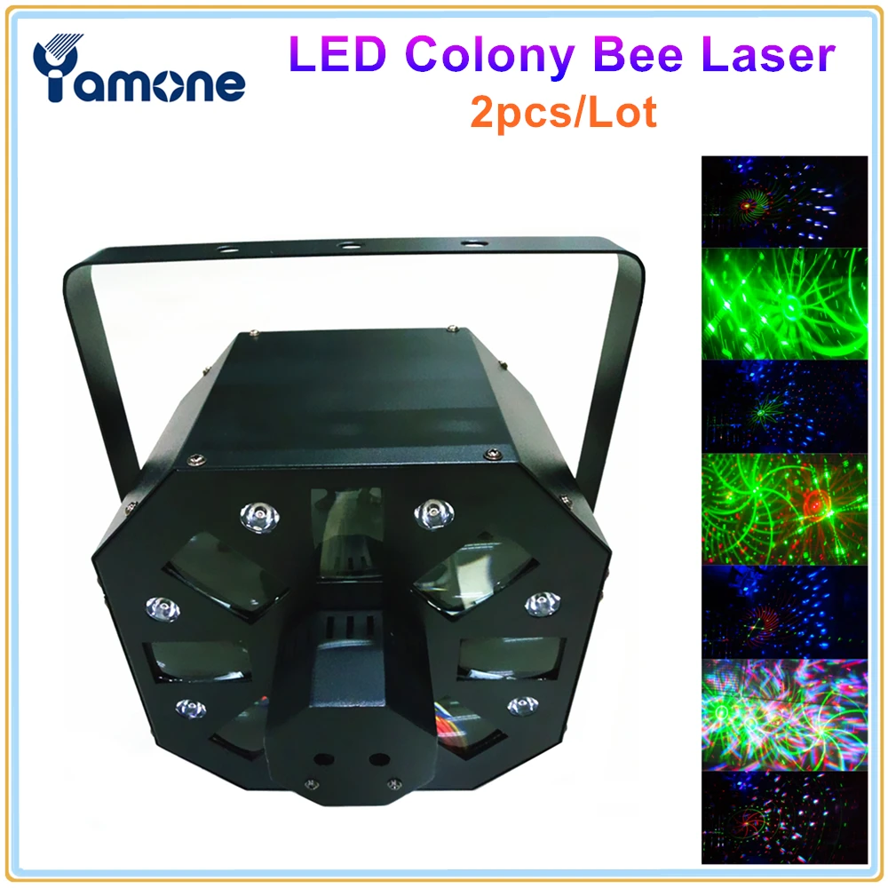 

2pcs/Lot Led Colony Bee Flying Flower Effect Laser Light RGBWA 5In1 LED 4 Reflecting Dishes Derby Rotating Strobe RG Laser Light
