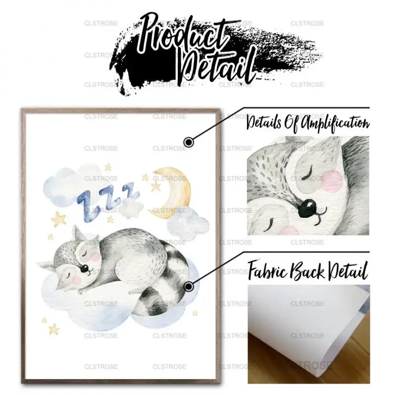 

Modern Decorative Painting Cartoon Sleeping Animal In The Cloud Poster Hd Home Wall Waterproof Ink Art Canvas Painting