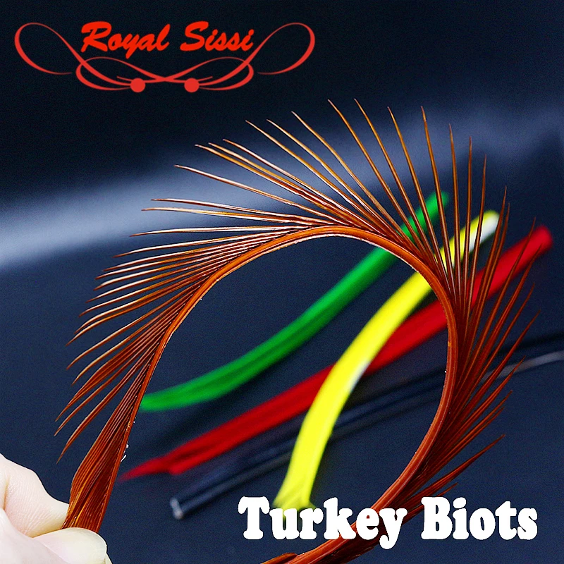 Биоты из индейки для спиннера 5 цветов в упаковке|turkey biot|spinner bodyfly tying |