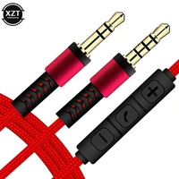 1 2 m audio cable 3 5 mm mobile phone connection headphone cable speaker cable male to male with microphone control tuning cable