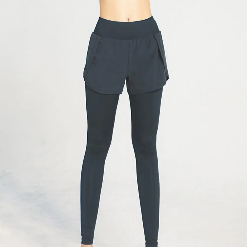 

Anti-pilling Useful Fake Two Pieces Butt Lifting Fitness Leggings Dry Quickly Fitness Tights Odor Resistant for Exercise