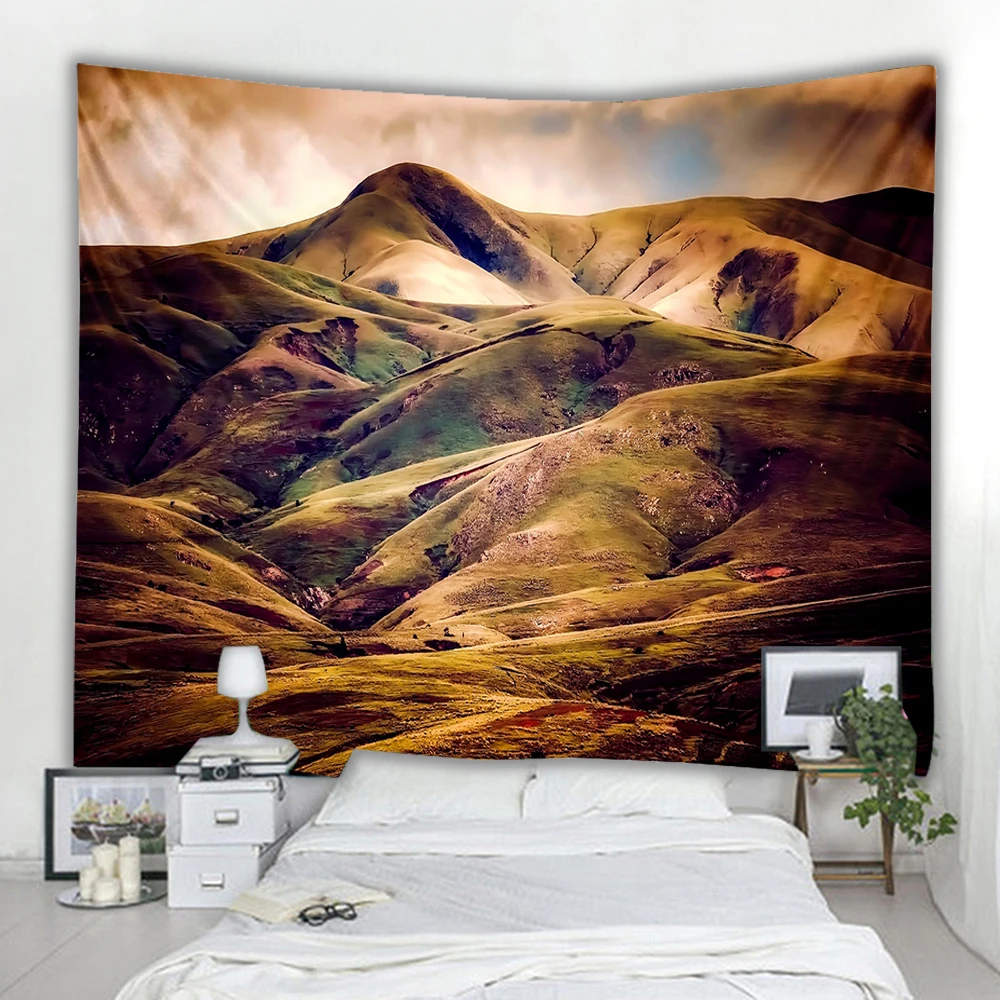 Красивый гобелен с Горным пейзажем паром городским уличным видом принтом на море