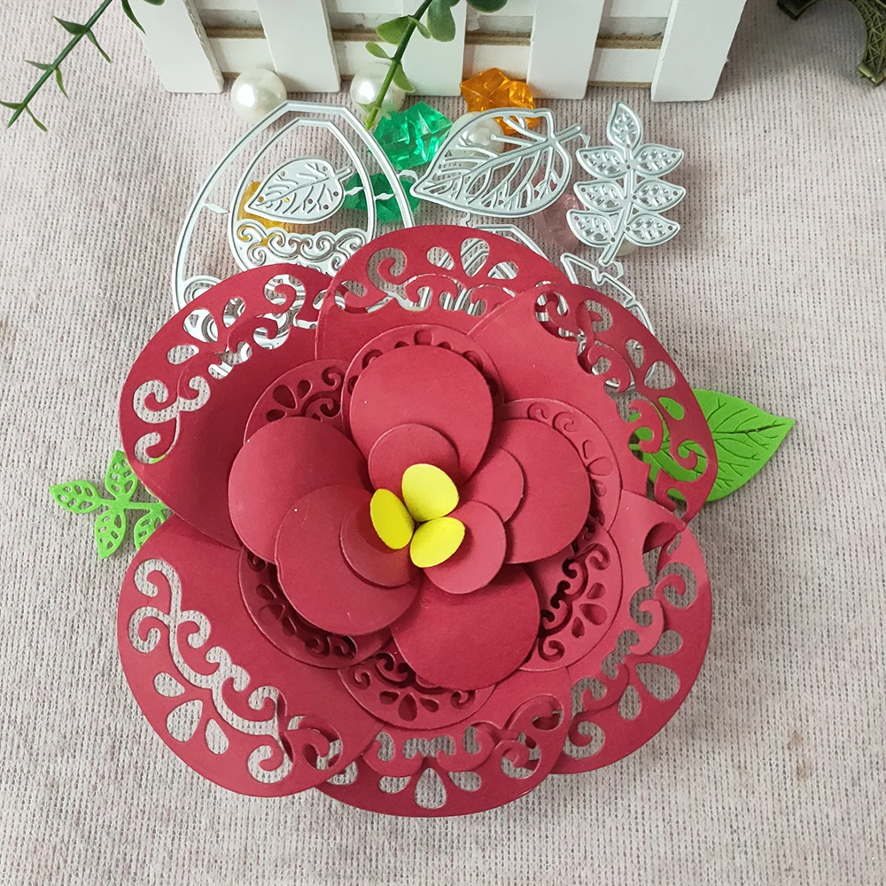 

New Metal Cutting Dies For Scrapbooking Die Rose Flower Leaves Cut Dies DIY Paper Cards Craft Diy Metal Cutting Dies Flowers