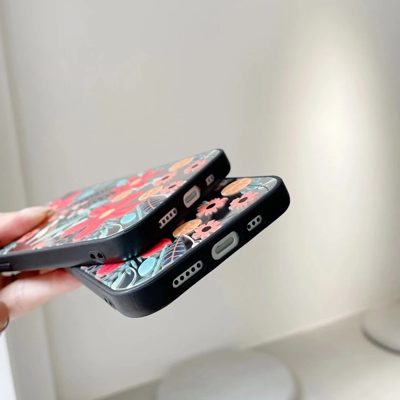 

Cute Flower Phone Case For iPhone 12 11 Pro Max X XR XS Max 7 8 Plus Mirror Back Cover For iPhone 11 Case