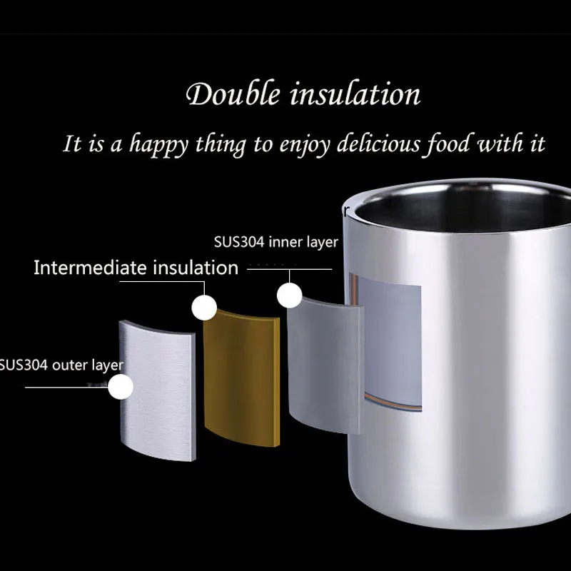 200 мл 304 нержавеющая сталь пиво чашка с кружкой для молока кофе вино вода чайная