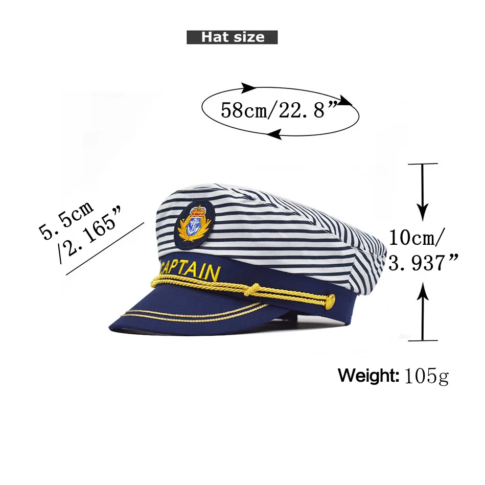 Полосатый Кепки шлейфом Бейсбол Костюм Военно морской флот адмирал шляпа для