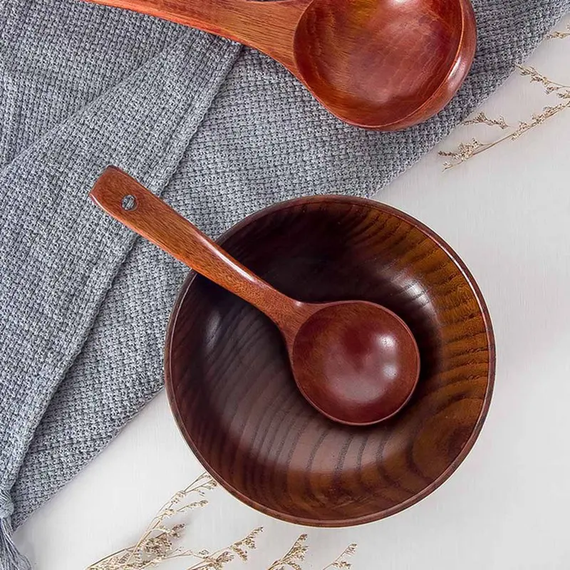 Деревянные ложки для супа с длинной ручкой Бамбуковая кухонная утварь чайная