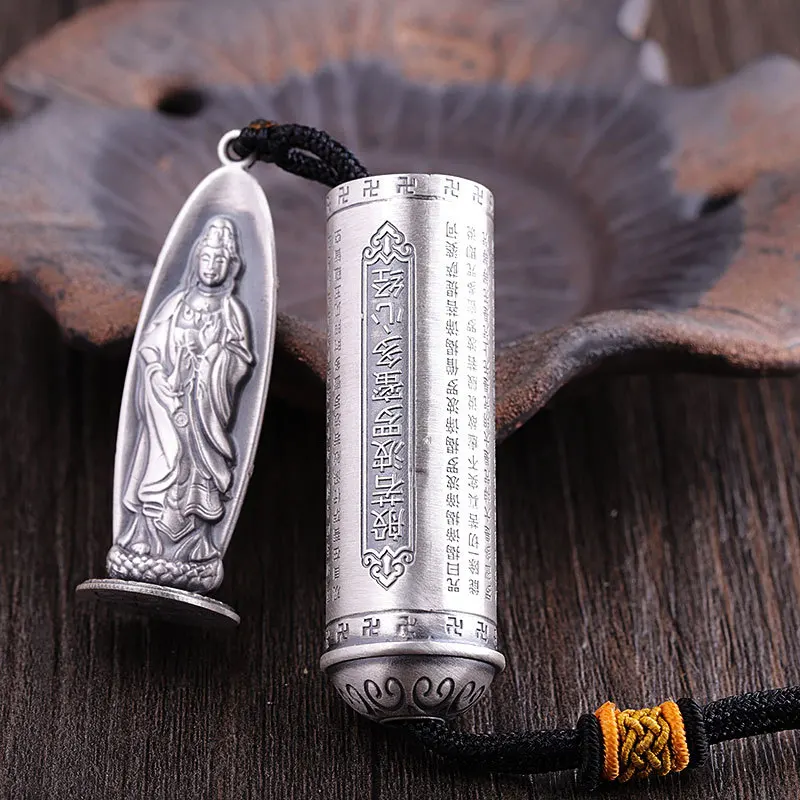 Подвеска из серебра 925 пробы в виде сердца Будды с сутрой