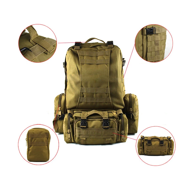 Тактический рюкзак 50 л мужской военный спортивная тактическая сумка 4 в 1Molle