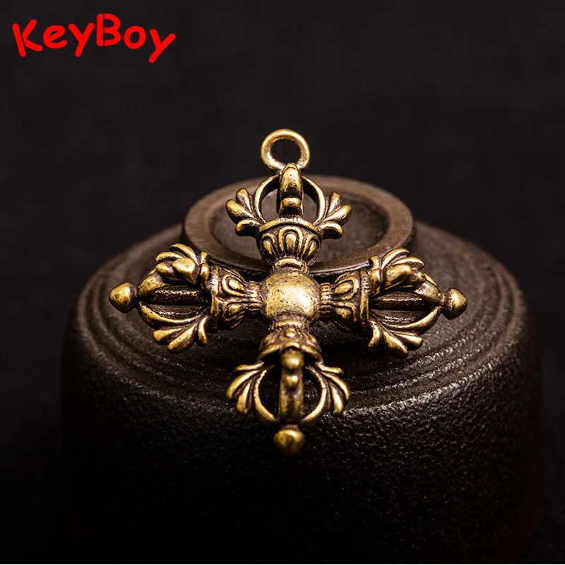 Латунный четырехжильный подвесной крест Пест Ваджра брелок с изгнанным демоном