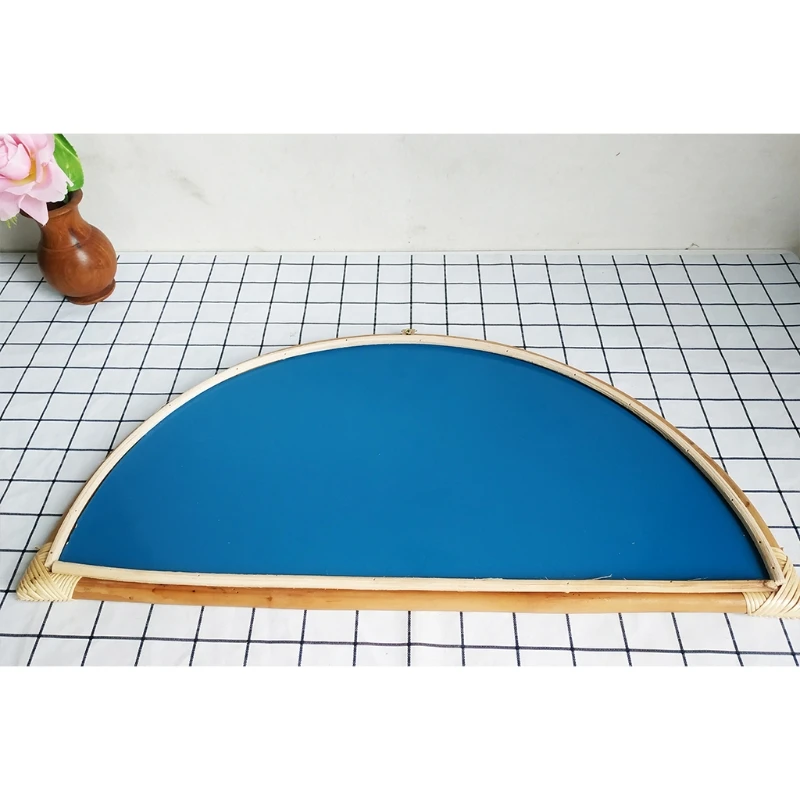 

Rattan Semicircular Dressing Mirror Innovative Art Decor Makeup Wall Mirrors for Entryways Washrooms Living Rooms Bathroom