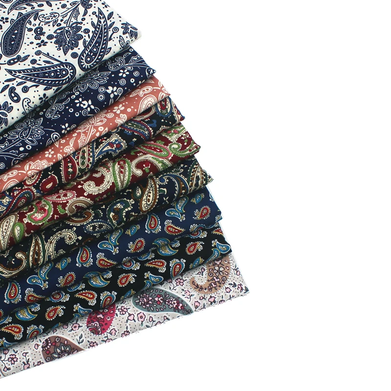 

Wide 58" 100% Cotton Plain Poplin Printed Fabric Bandanna Scarf Dress Shirt Material By the Half-Yard Big Floral