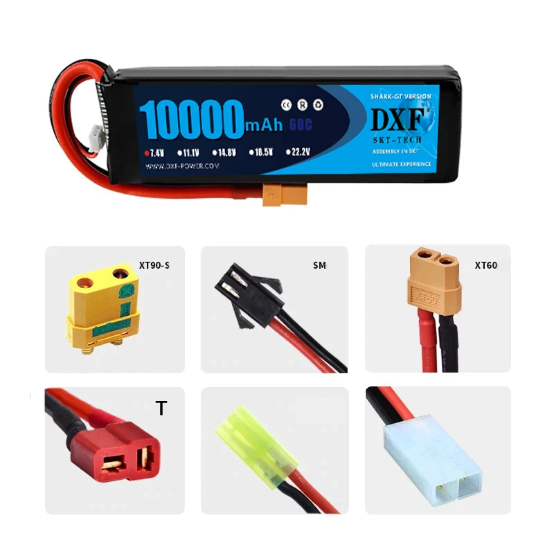 Скидка Литий-полимерный аккумулятор DXF 2 шт. 2S 7,4 В 12000 мАч 10000 мАч 9300 мАч XT60 для радиоуправляемого автомобиля лодки грузовика дрона FPV Walkera QR X350 Запчас...