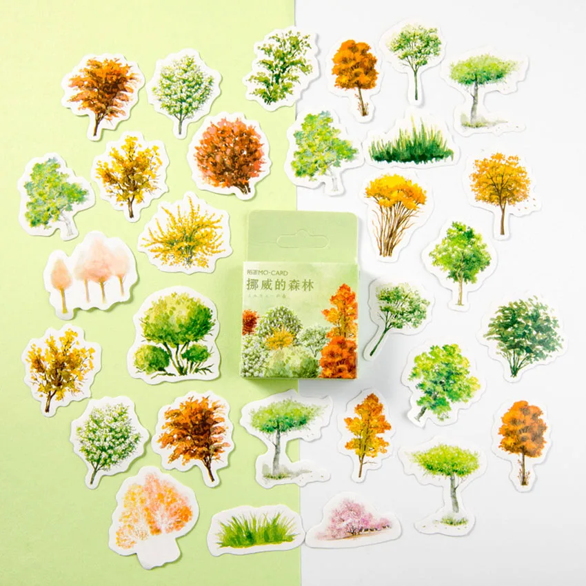 

20packs/lot Mini Paper Sticker Decoration Norwegian Forest Boxed Stickers Student Office Supplie