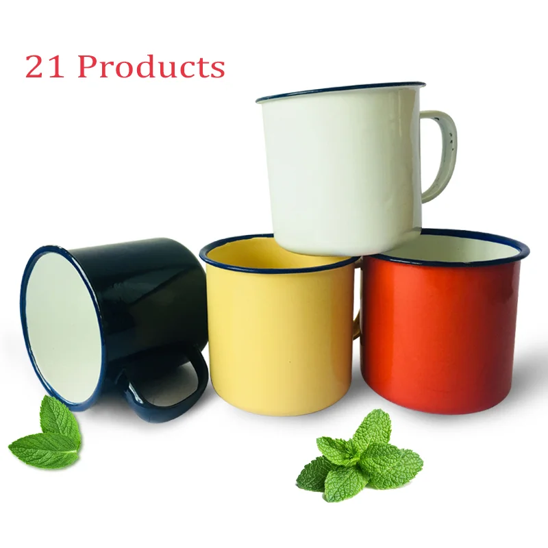 

500ml Enamel Mugs Ceramic Tea Cup with Handle Outdoor Home Vintage Breakfast Milk Coffee Cup Gift Mugs Tumbler Drinkware