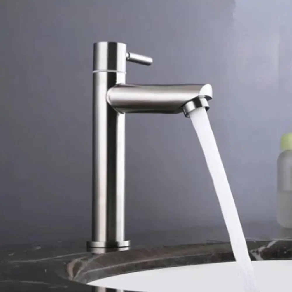 

Stainless Steel 304 Bathroom Basin Sink Faucet Deck Mounted Single Cold Faucet Resistance Bathroom Sink Water Tap