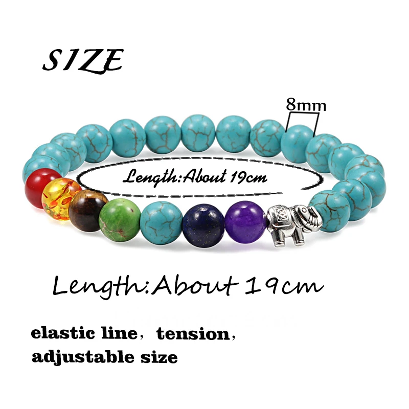 Мужской и женский браслет из 7 чакр с подвеской натурального камня лавы дерева