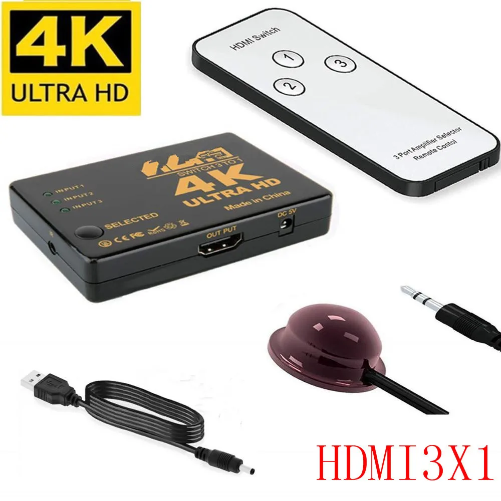 5 In1Mini совместимому с HDMI переключатель 3in1 4KX2K HD1080P сплиттер концентратор ИК пульт